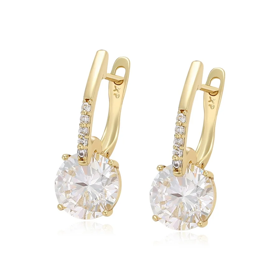 X000670153 Xuping Jewelry Fashion Diamond Earrings Hoop 14K Gold Plated Jewelry Wholesale Copper Earrings