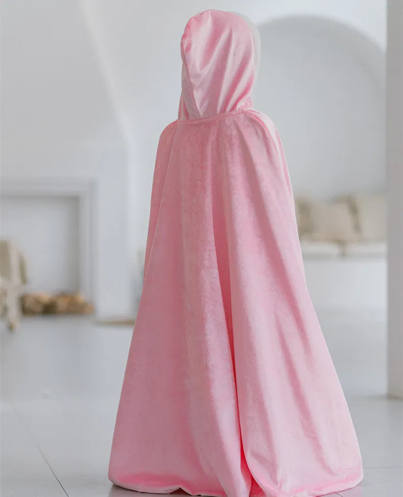Wholesale Kids Cloak Snow Queen Anna Winter Long Cape for Christmas Floor Length Velvet Princess Capes