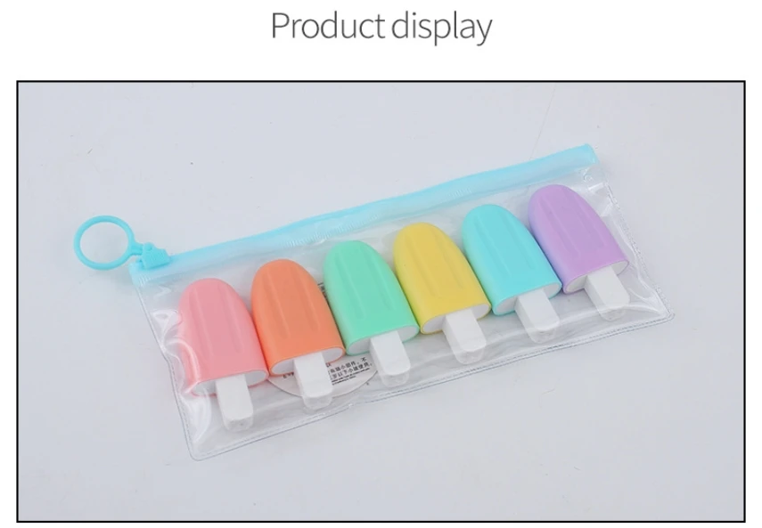 Natural color 6 colors highlighter pen highlighter marker cute Ice cream mini highlighter pen
