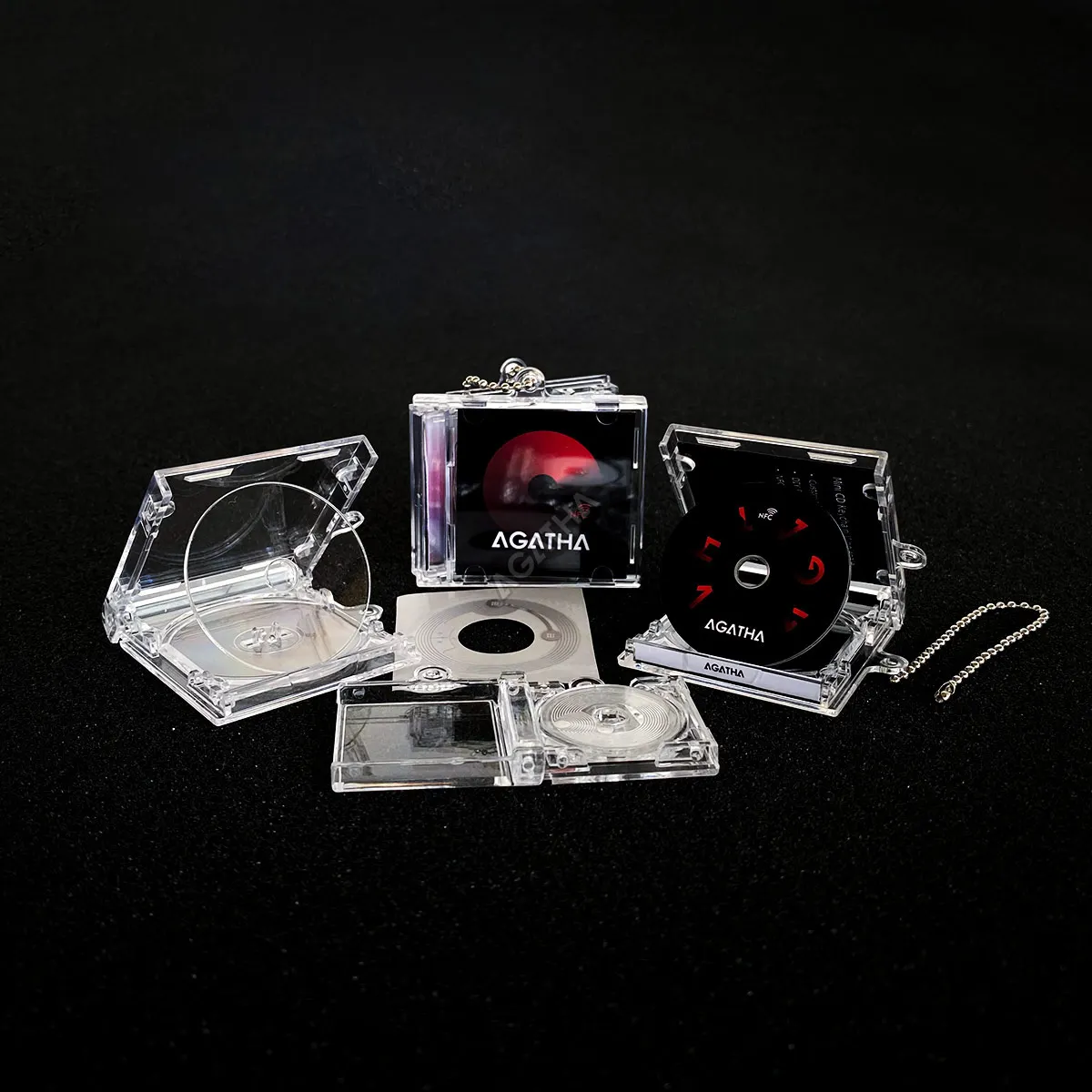 wholesale music cover diy cd keyring key chain disc jewel acrylic empty blank dvd album nfc custom box case mini cd keychain
