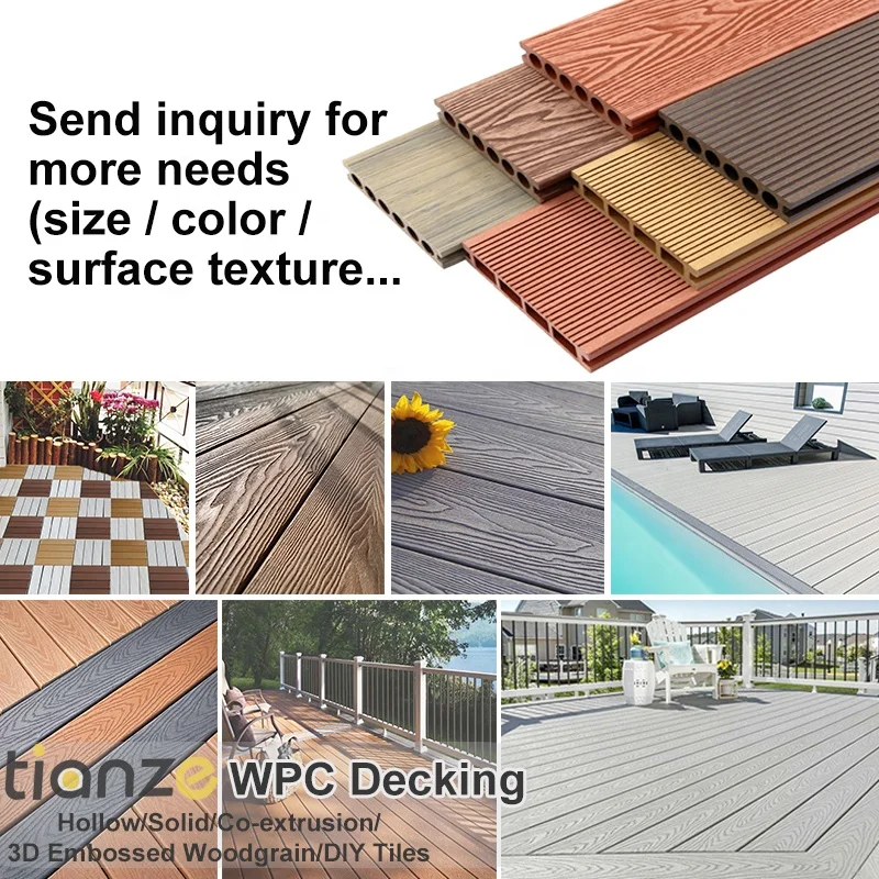Wpc eco decking solid engineered flooring wood composite anti-uv wpc outdoor terrace wpc decking flooring board panel