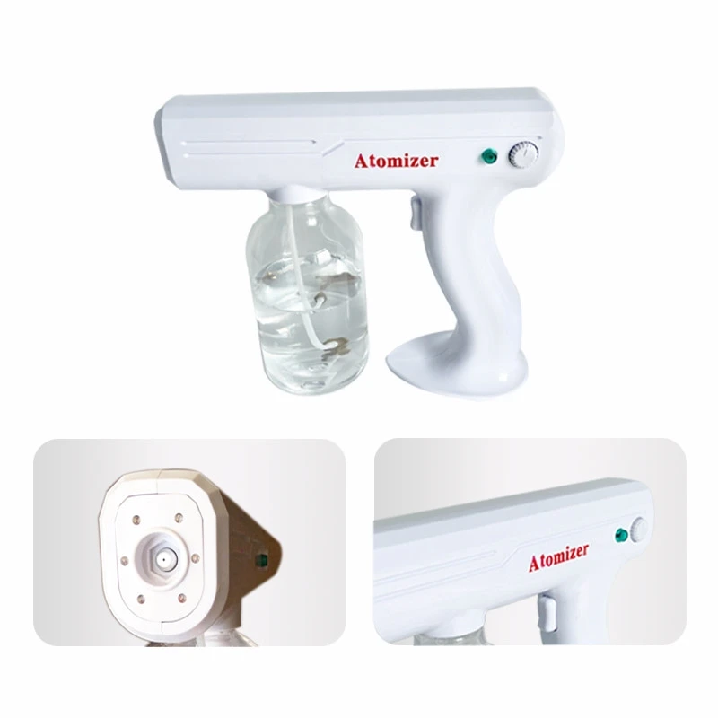 
High Pressure Wireless Rechargeable Atomizing Sanitizing Blue Ray Nano Sprayer Gun For Home Outdoor School 