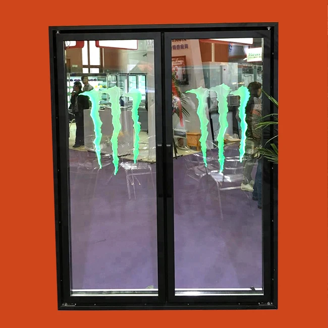 Good quality single door refrigerator transparent glass door LED logo light