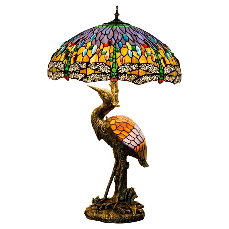 European retro creative tea room bar crane mother lamp American color glass living room bedroom decorative lamp