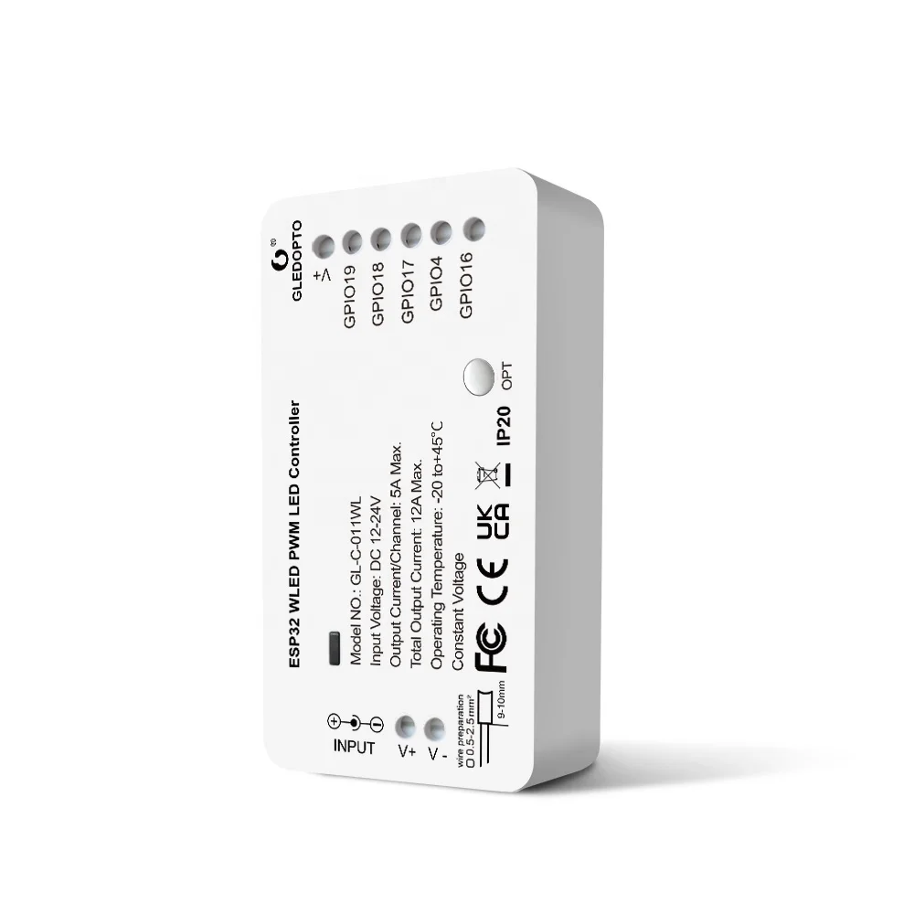 Gledopto ESP32 WLED PWM светодиодный контроллер входного напряжения постоянного тока 12-24 В общий выходной ток 12 А Макс 800 IC со специальными эффектами