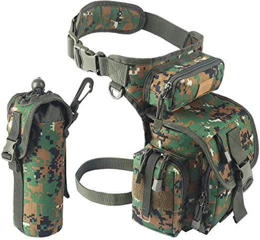 Multifunctional Tactical Outdoor Motorcycling Hiking Traveling Drop Leg Waist Bag Pack Water Bottle Fishing Tool Pouch