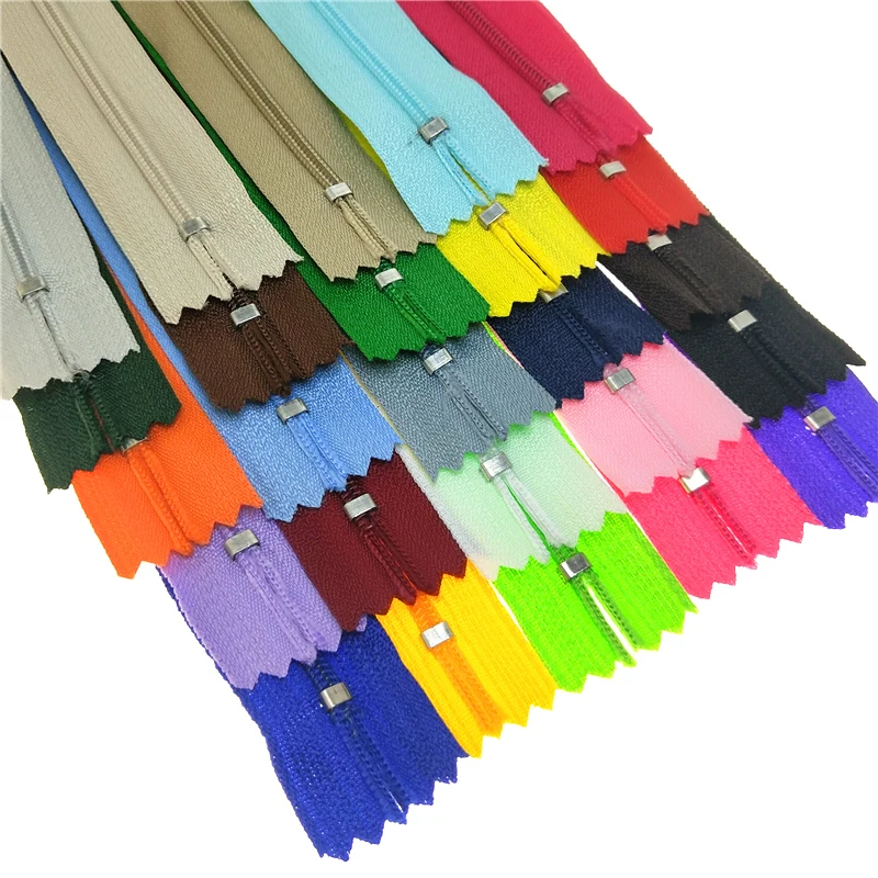 High Quality 20 Cm 3# Length Colorful Nylon Coil Hidden Zippers Closed Tail Zipper For Pants