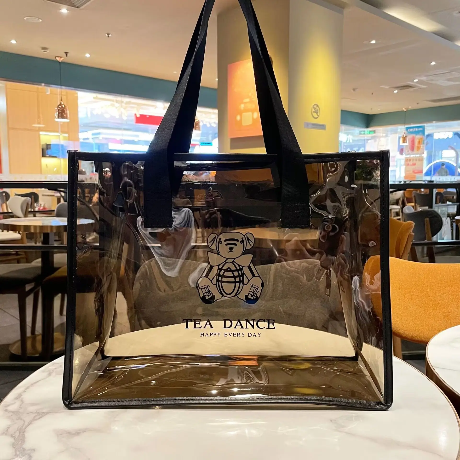 custom logo clear large waterproof Beach bag Shopping bag Women Clear Tote Bag Waterproof PVC Transparent