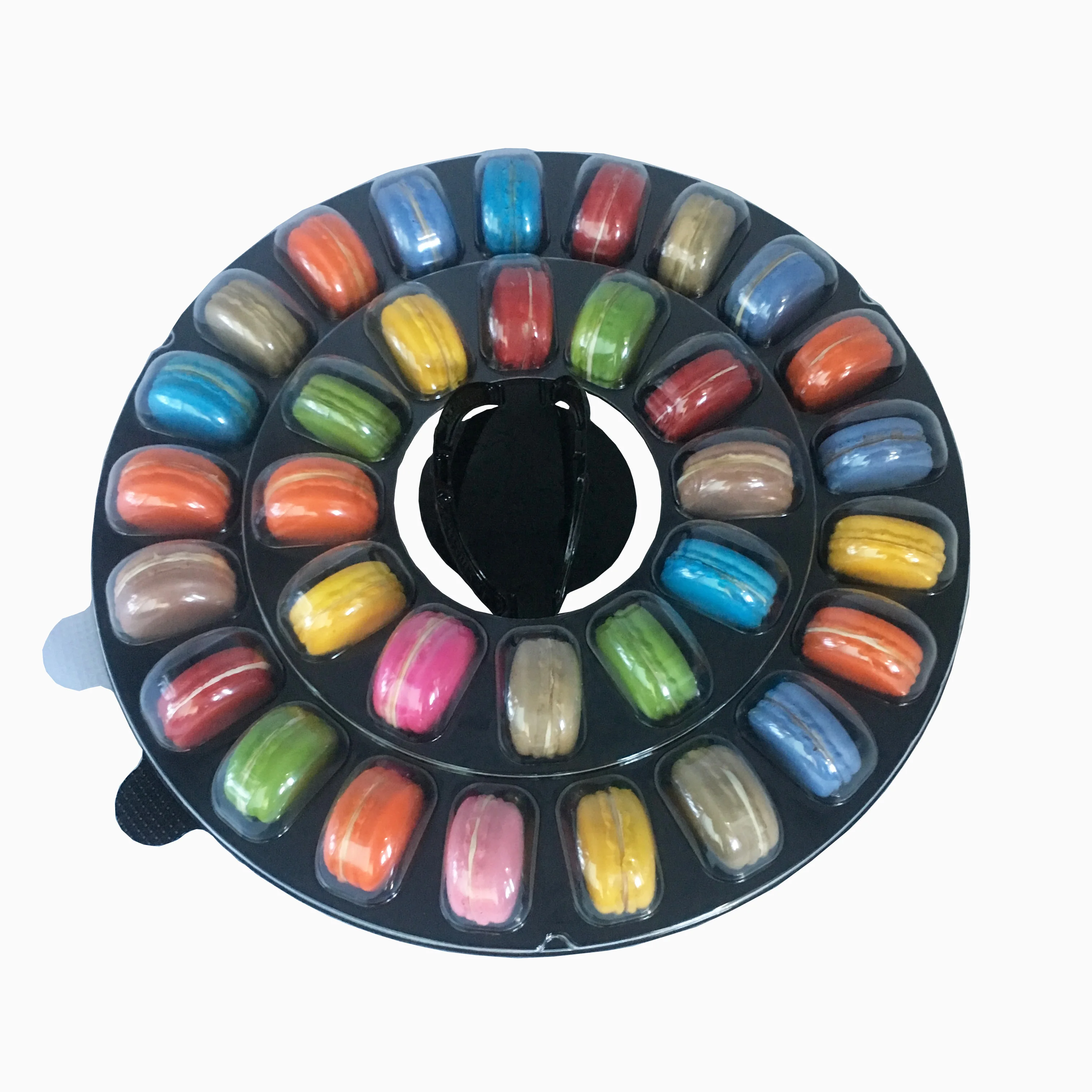 Custom Macaron Clear Tray Recyclable Macaron Packaging Transparent Box  Plastic Tray Macaron Chocolate Cookies Tray