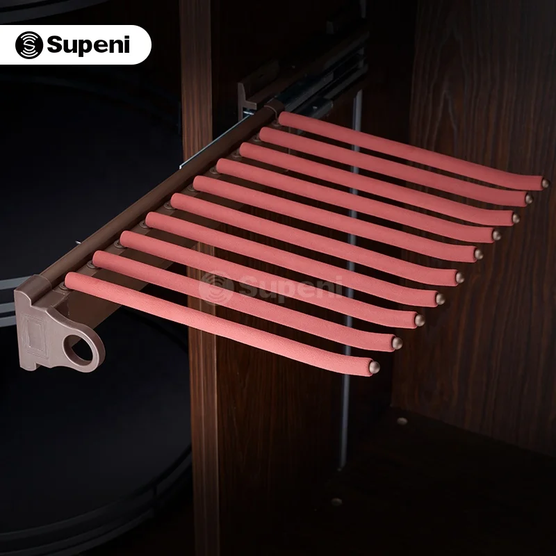 Supeni Wardrobe Accessories soft closing Cabinet Side mount Multi-Functional Storage Pants Rack Trouser rack