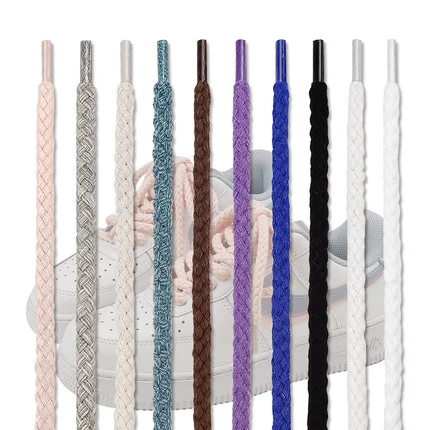 Wholesale Custom Round String Shoe Lace Cotton Braid Shoelaces Cotton Rope Laces For Canvas Sneakers Board Shoes