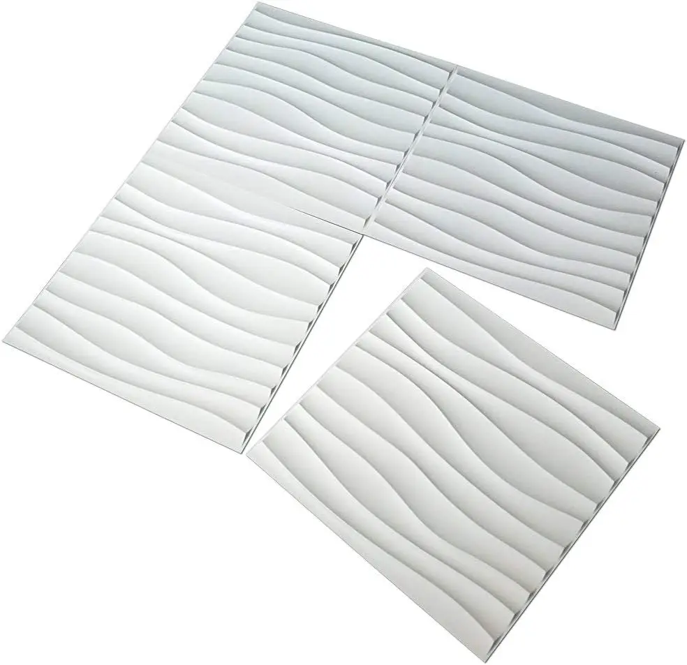 Plastic 3D Wall Panel PVC Wave Wall Design White 3D Wall Tile Panels
