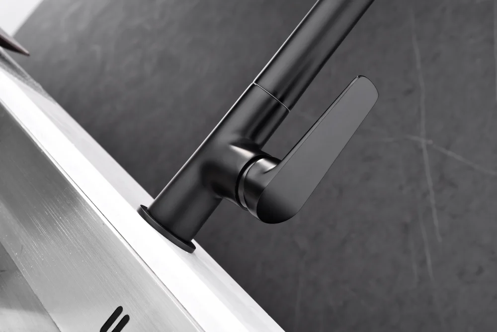2024 Kitchen Faucet Stainless Steel 304 Modern Water Taps Matte Black Kichen Hot and Cold Mixer Sink Swivel Tap Ware Brass