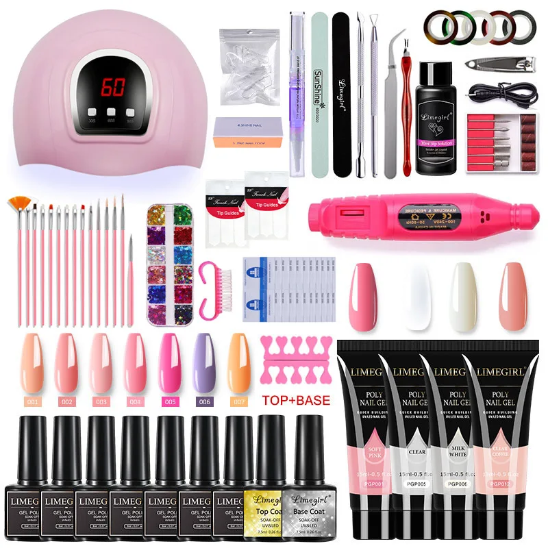 Destly Wholesale Acrylic Poly Gel Nail Kit With Lamp Extension Glitter Gel Polish uv Jelly Polish Gel  Tips For Beauty