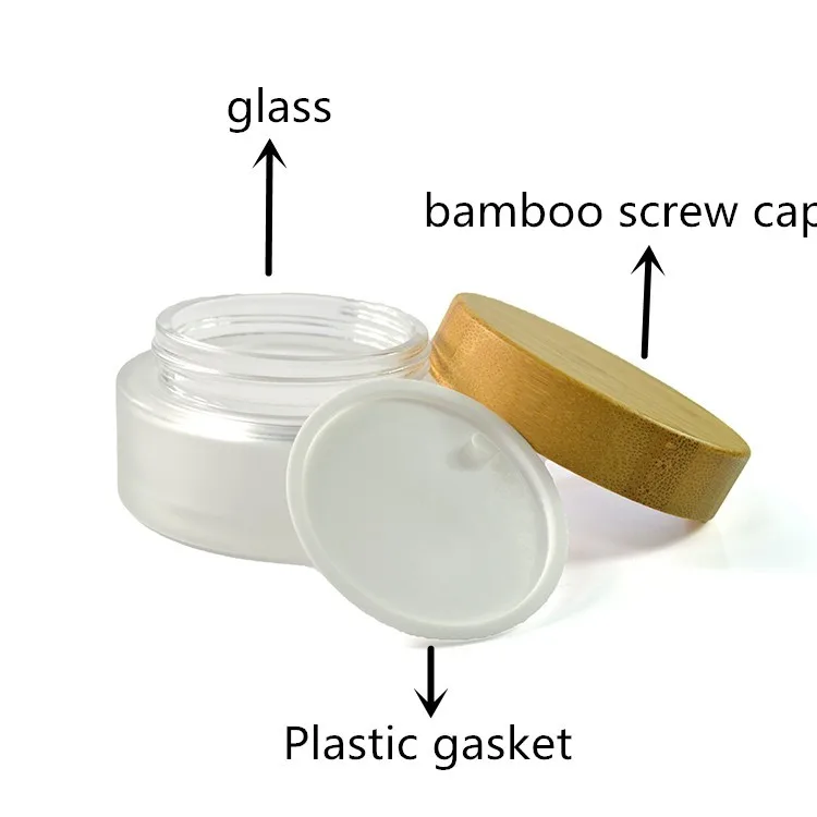 Clear Round Screw Neck Cosmetic Glass Jar 60ml Plastic caps