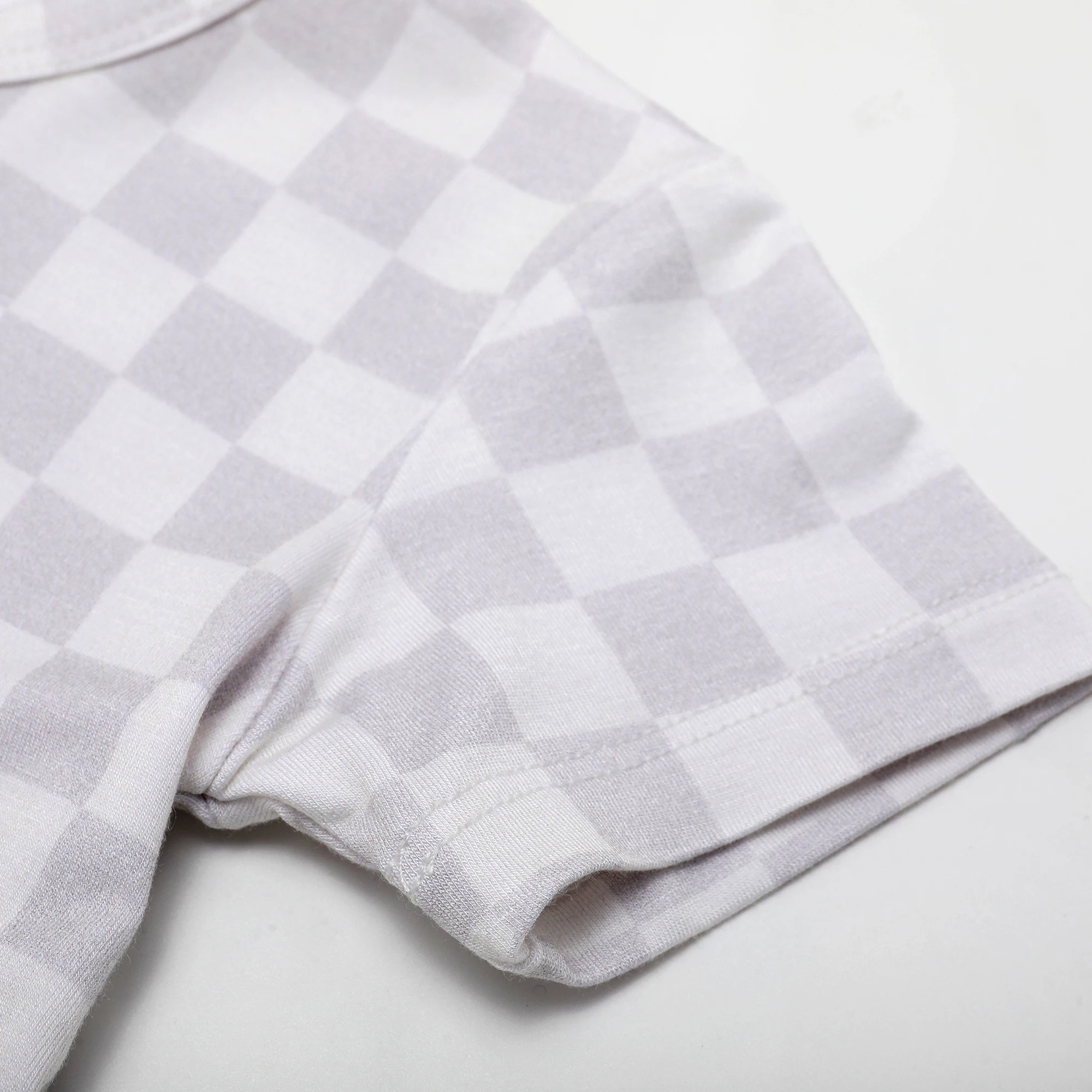 2024 Square Pattern Baby and Kids Bamboo Spandex Material Tops and Pants New Design Baby Clothes Long Sleeve Baby Pajamas