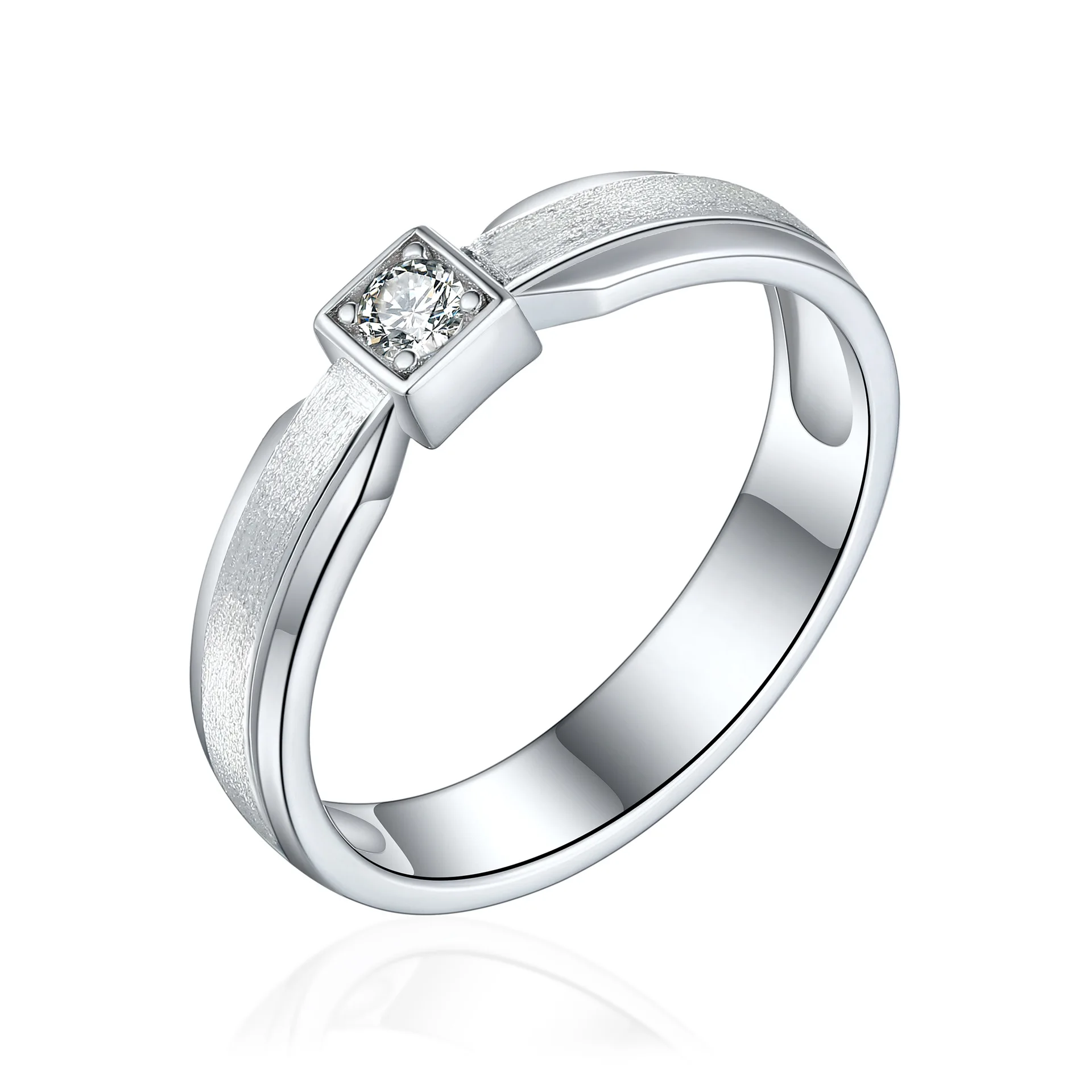 Fine Jewelry 925 Sterling Silver Couples Women Men Ring Custom DIY Engraving Personality wiredrawing frosted Wedding Zircon Ring