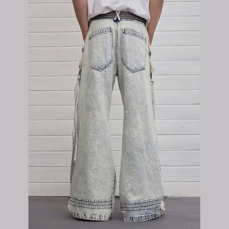 Mens Straight Leg Jeans Wholesale Loose Trend High Street Baggy Jeans For Men Hip Hop Pants Wide Jeans