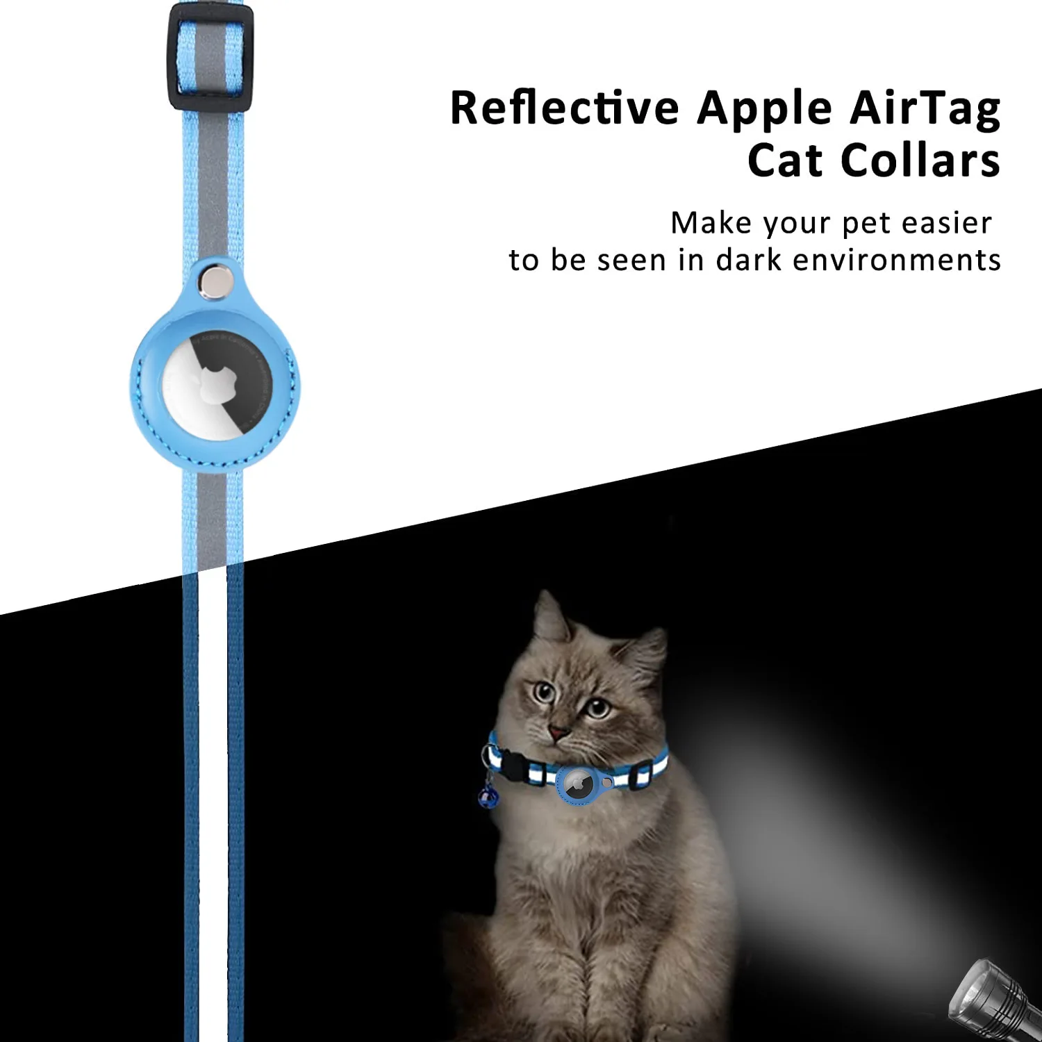 Kingtale Cat Accessories Adjustable Reflective Case Holder Pet GPS Tracker Solid Nylon Dog Collar Sash Nylon Cover for Animals for pets