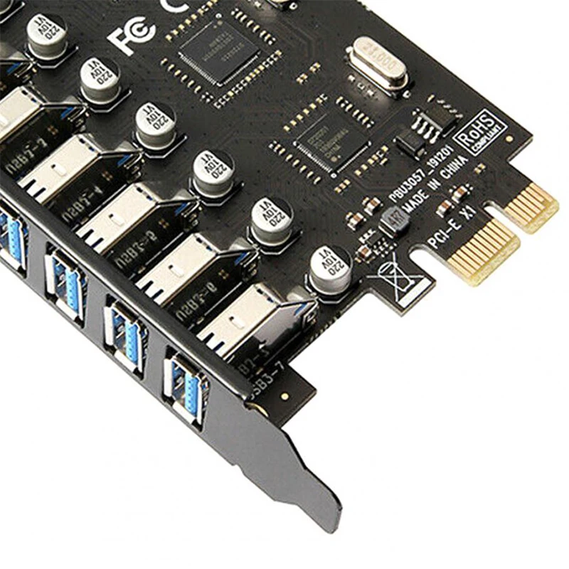 PCIE to USB 3.0 Adapter Card 7-port PCI-E Desktop Computer Expansion Card Free External Power Supply VIA NEC Chip