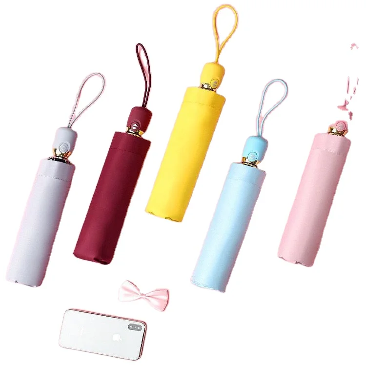 Promotional Pongee For The Rain China factory Rain Season 3 Umbrella Folding RPET Material Automatic 3 Folding Umbrella