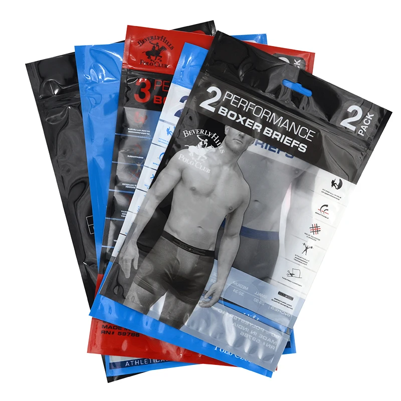 Hoyo Custom Zip Bag for Clothing Stand up for Clothes Underwear Socks Packaging Zipper Bag with Window Resealable Plastic CN;GUA