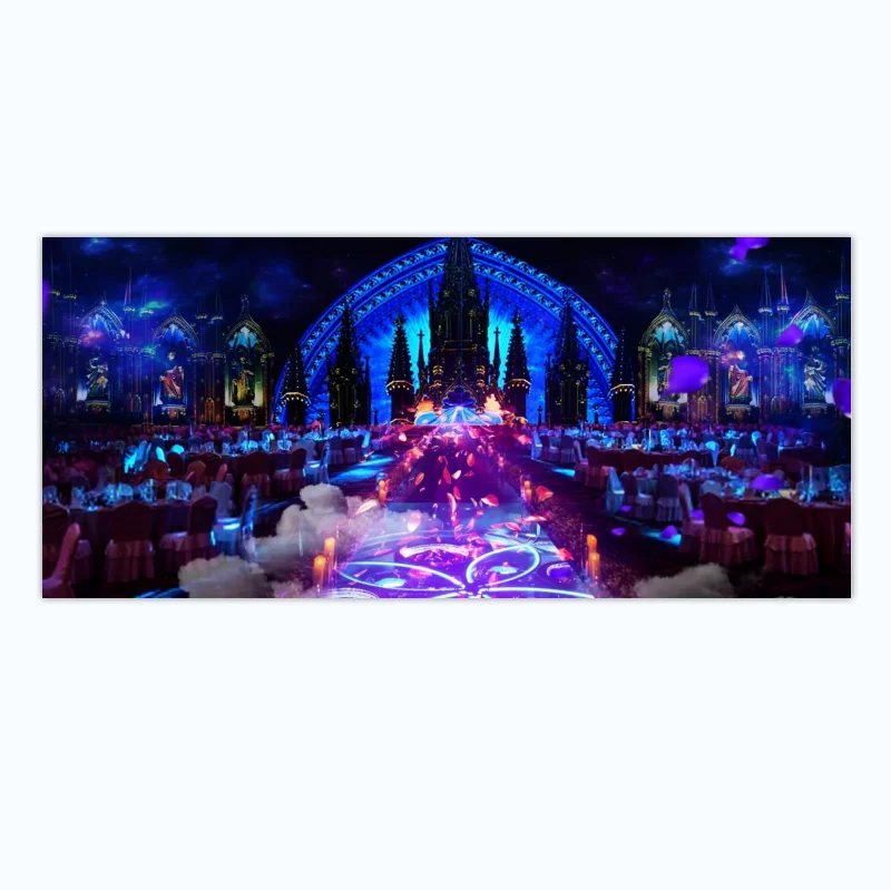 
5D Holographic Interactive Event Center Holographic Immersive Projection Light And Shadow Display 3D wedding Ballroom 