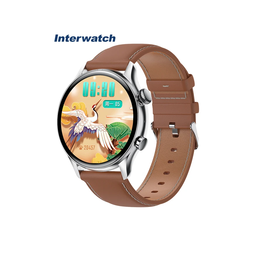 Interwatch W1 Android OS IP68 golden AMOLED 1.36 inch full screen touch flash 128M password unlock smart watch for women