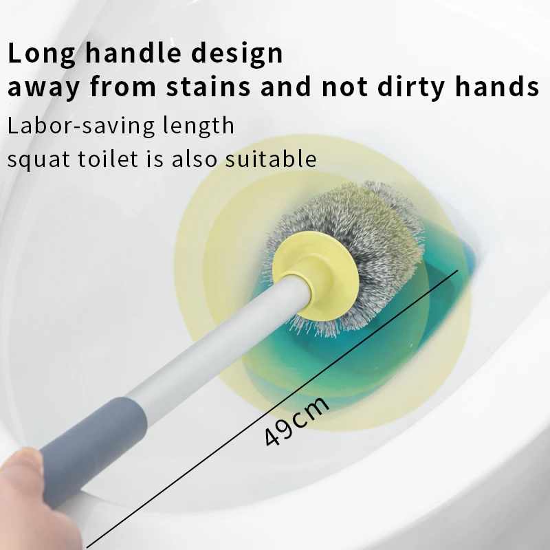 Long handle no drilling wall mounted or floor standing holder Ventilation toilet brush set for bathroom