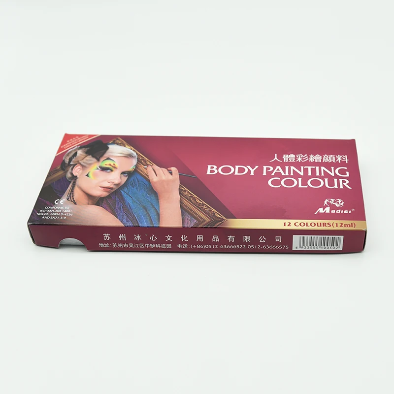 Madisi профессиональная художественная краска для тела 12 цветов 12 мл набор
