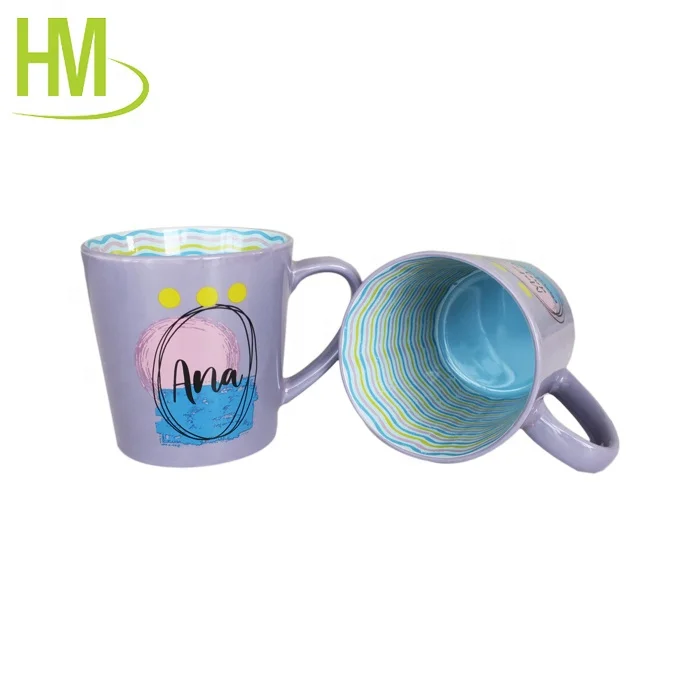10 oz black glazed embossed funnel ceramic mug custom printed water coffee milk mugs with handle