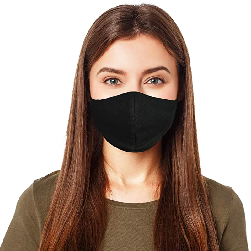 Черная дышащая хлопчатобумажная накладка на лицо, регулируемая и моющаяся, многоразовая
