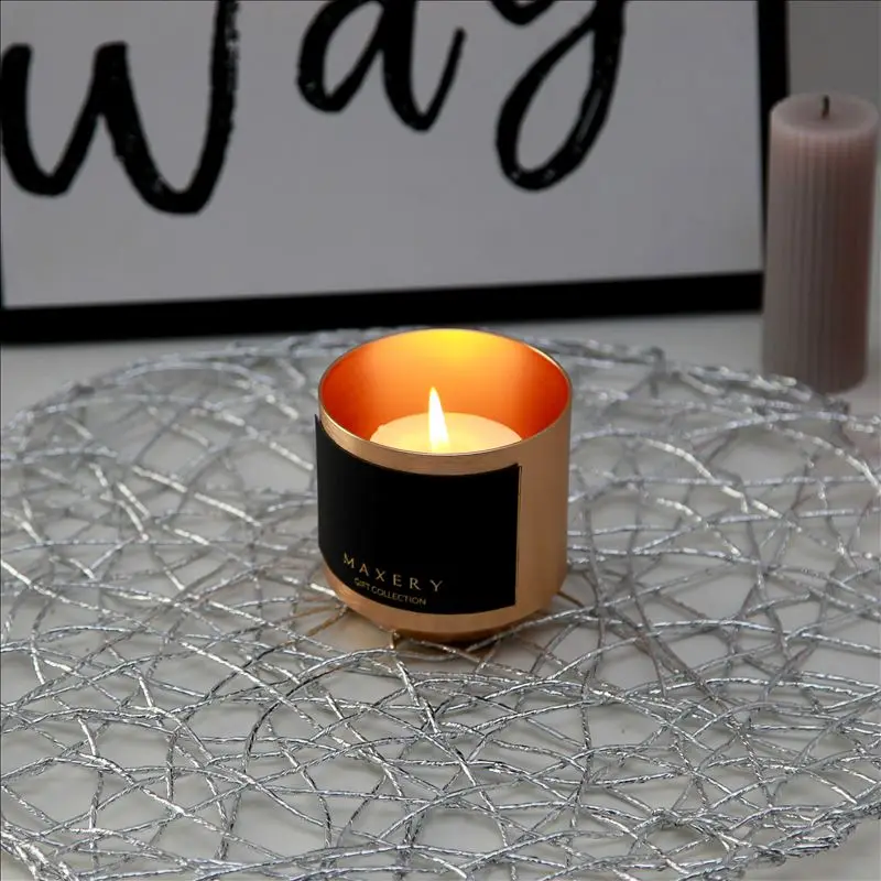Maxery Aluminum Candle Holder Lanterns Decorative Metal Gold Cylinder Table Decoration Romantic Candle Holders