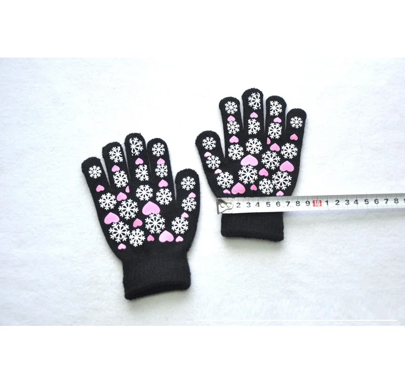 Warmom Cute Kid Mittens Children Winter Knitted Gloves For Boys Girl Snowflake Love Pattern Fingerling  Soft Warm Mitten