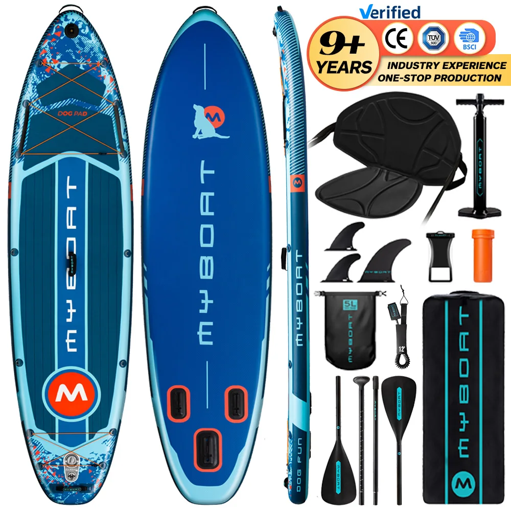 PF OEM customize Dog pattern drop stitch surf fishing SUP inflatable stand up paddle board for pets