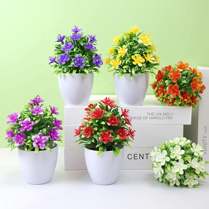 Artificial plant potted indoor home desktop decoration green plant artificial Rose mini fortune tree decoration