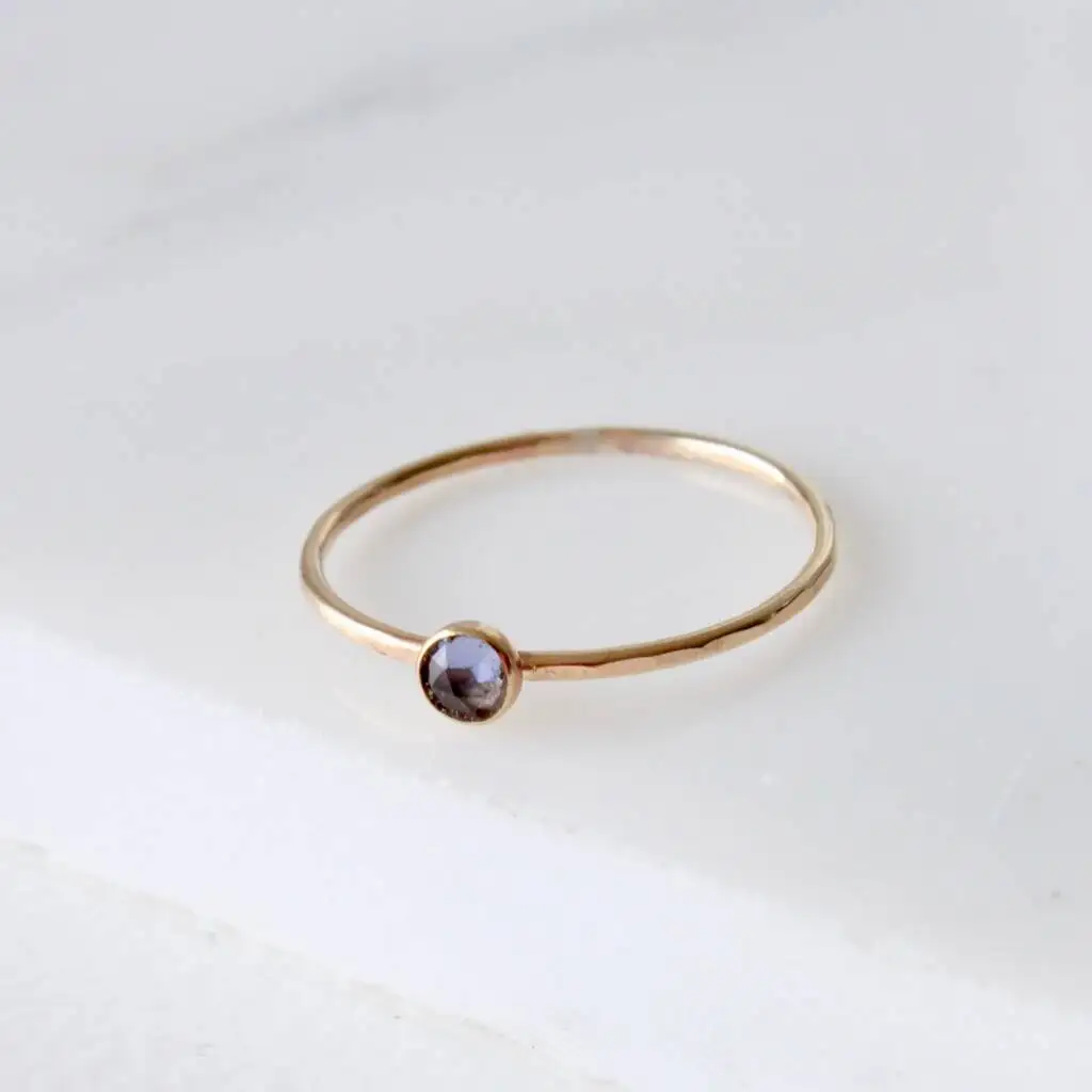 Gold Skinny Stacking Gemstone Ring 4mm Sterling Silver Cabochon Rings