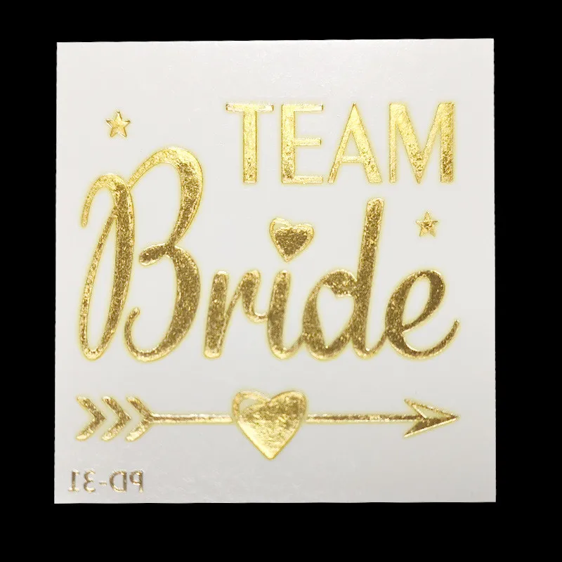wholesale wedding party bridge team  bronzing skin temporary mini tattoo sticker metallic tattoo stickers