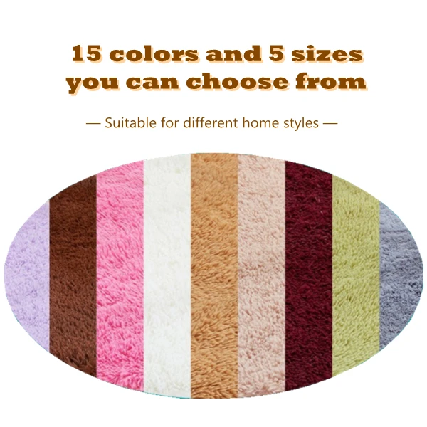 shag non-slip rugs living room rounded fluffy carpet circular solid color fuzzy floor mat furry soft rug