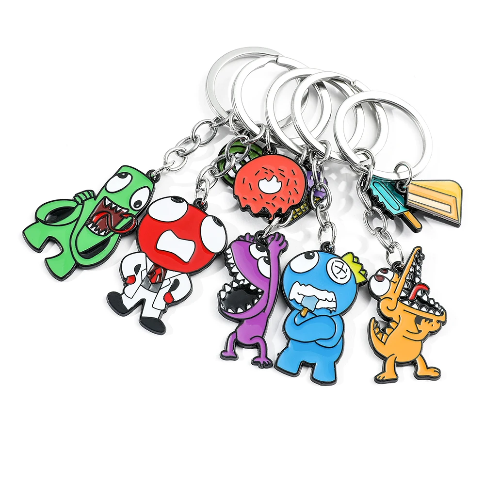 Hot Cartoon Game RAINBOWFRIENDS Keychain Metal Key Ring Roblox Accessories Keychain For Cartoon Fans Gifts