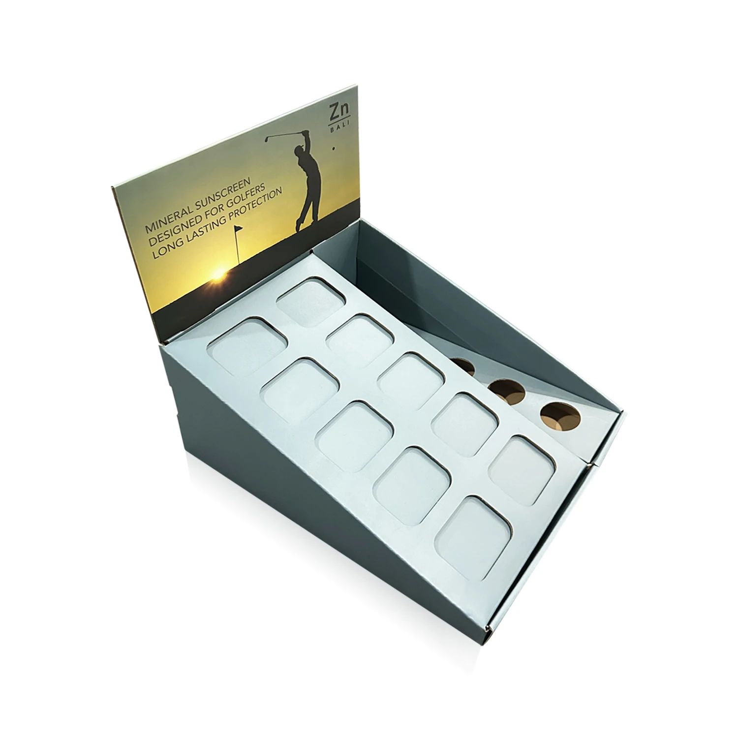 Corrugated PDQ Display Box Cardboard Table Countertop Stand Sunscreen Counter Display