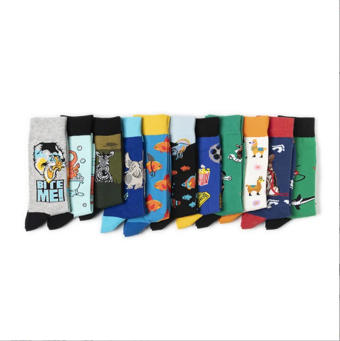 Creative Cotton Animal Cartoon Logo Men Women Tube Socks Skateboard Casual Socks