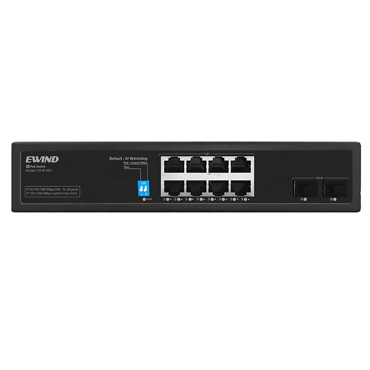 Заводская цена конкурентоспособный Неуправляемый коммутатор PoE 8 порт с 2 SFP восходящей линии связи для IP-камеры CCTV