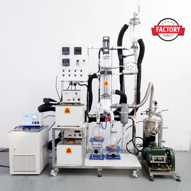 Glass and stainless steel hemp oil wiped film molecular distillation equipment