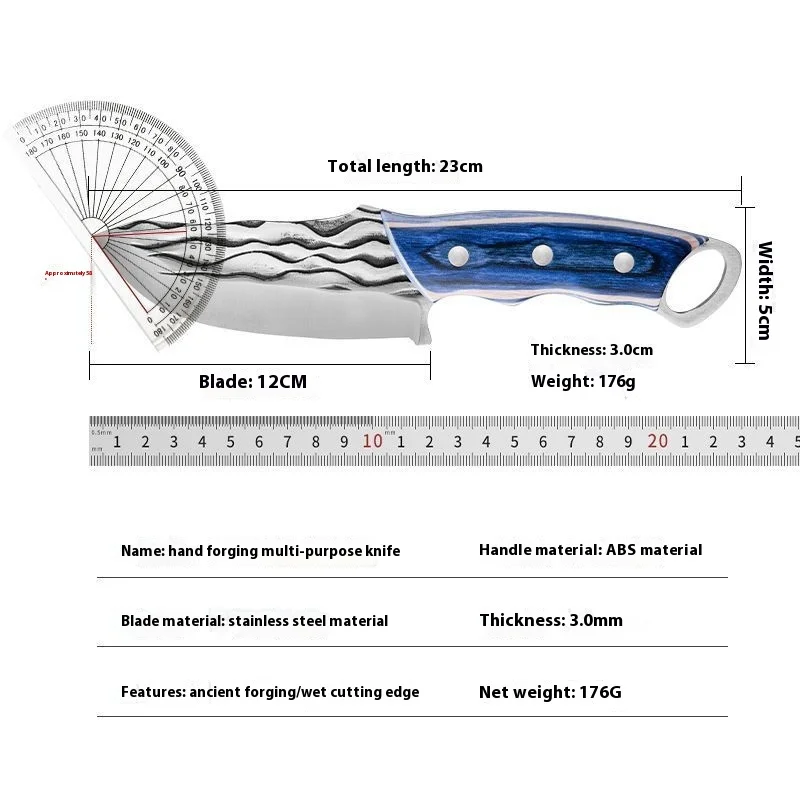 Wholesale Full  Knives Wood Handle Meat Cleaver Hand Forged Fillet Camping Hunting Knife With Ring