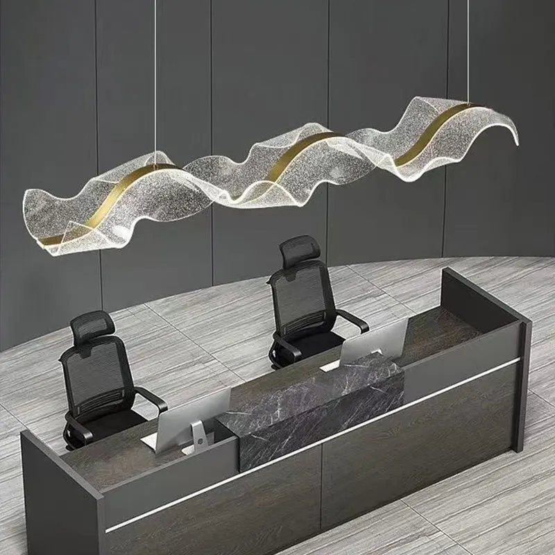 Home Living Room Hotel Hanging Pendant Light New Design Wavy Led decor modern gold luxury large acrylic chandelier