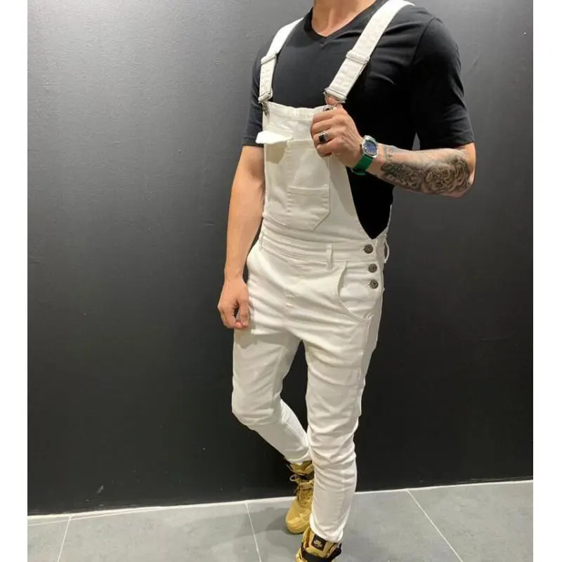 Wholesale OEM fashion best quality men 100% cotton denim overall tapered leg jumpsuit
