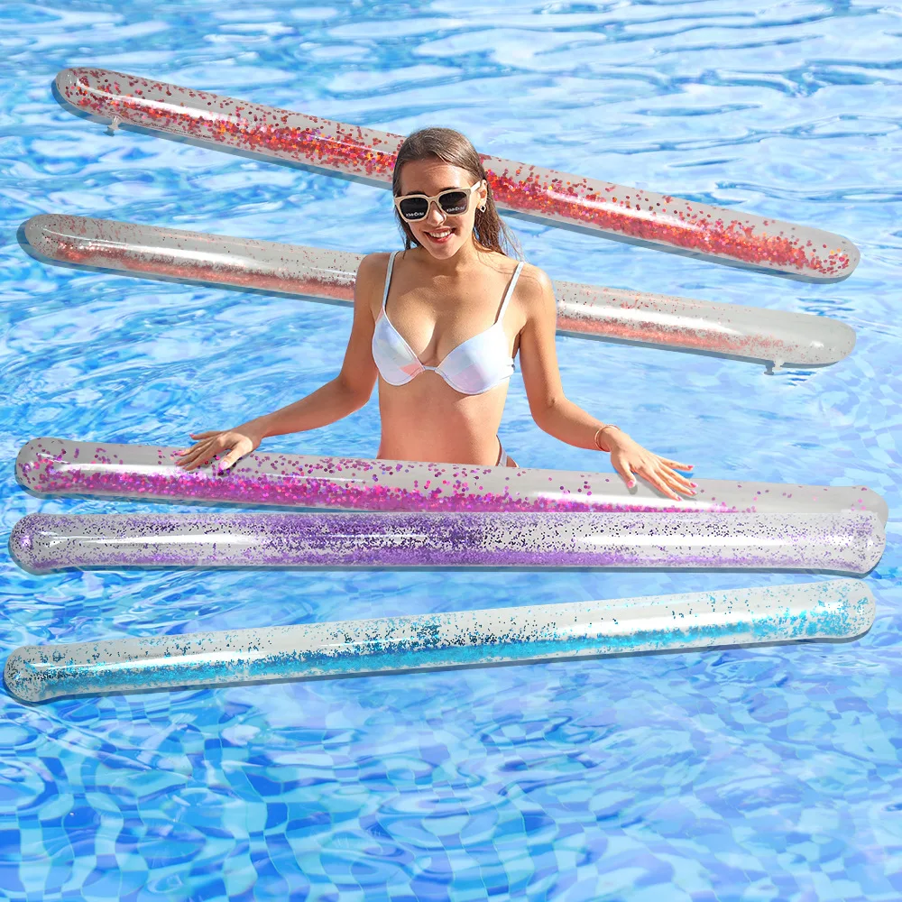 Transparent inflatable Floating Air Cylinder Long Tube Buoy with glitter for adult or kids