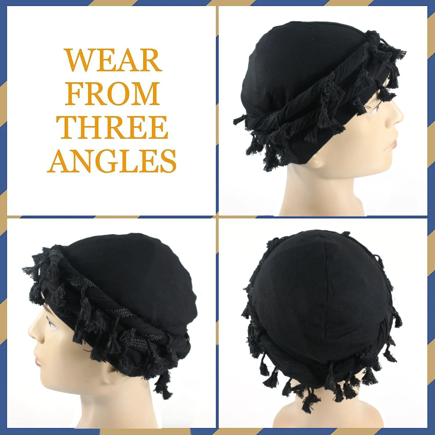 Soft Breathable Printed Twist Tassel Braided Cap Silk Satin Lined Durag For Women