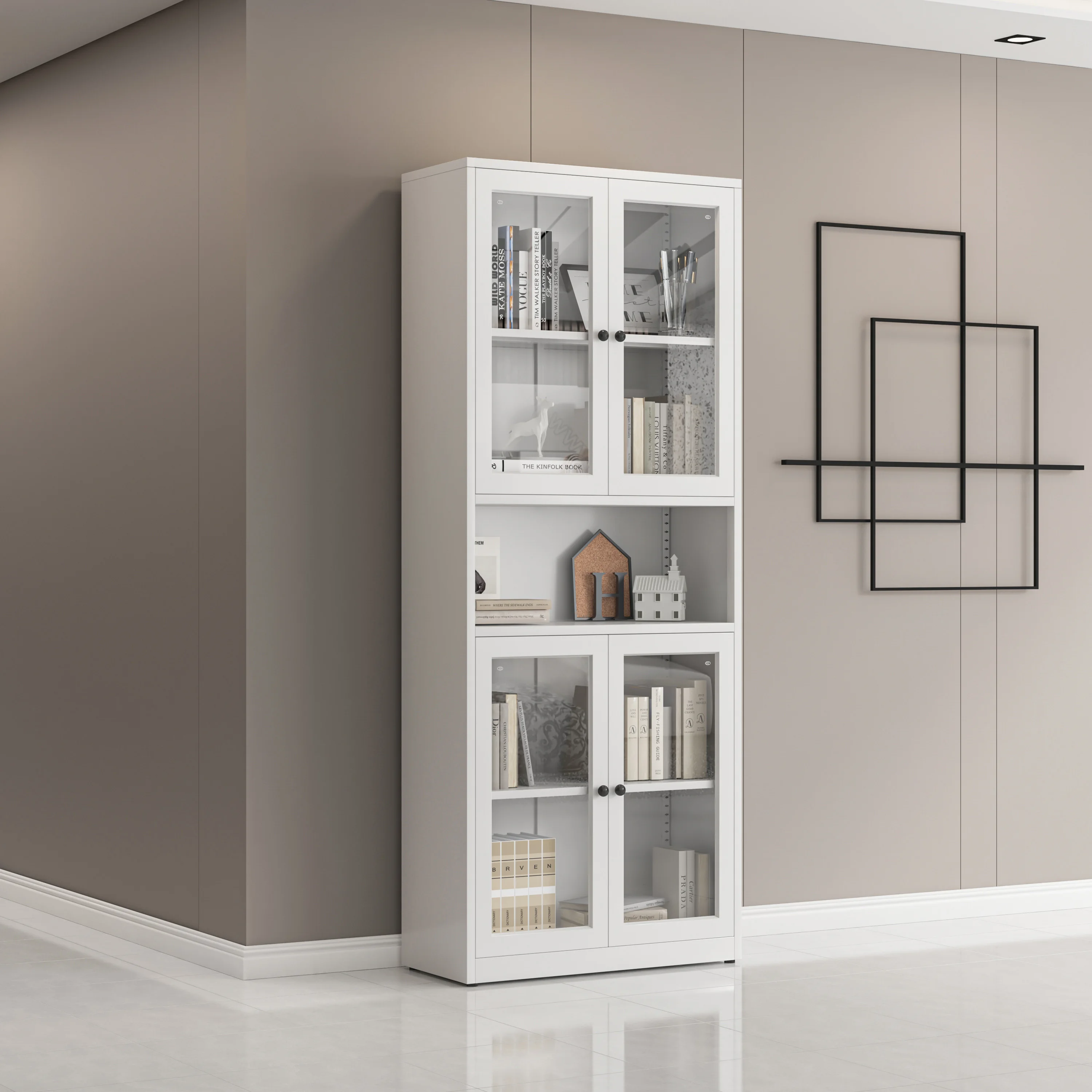 Hot Sale office unit cabinet bookcase showcase 4 door steel File Cabinet glass door  metal Filing Cabinet